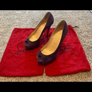 Christian Louboutin Purple Suede Peep Toe Pumps - size 37